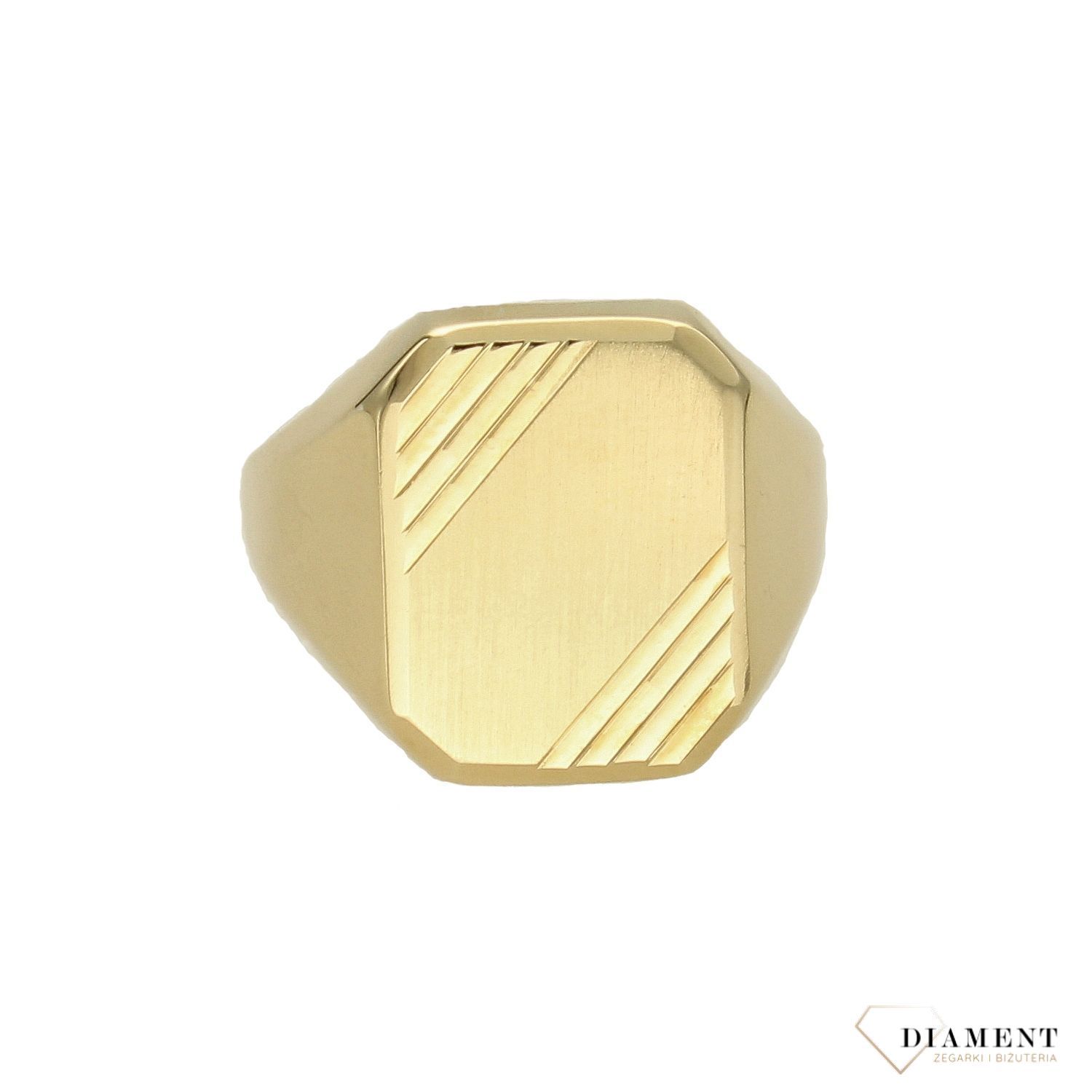 Złoty sygnet z matowymi elementami 333 SY 42. Złoty sygnet męski. Męski sygnet z żółtego złota. Złoty sygnet dla mężczyzny. Złot (2).jpg